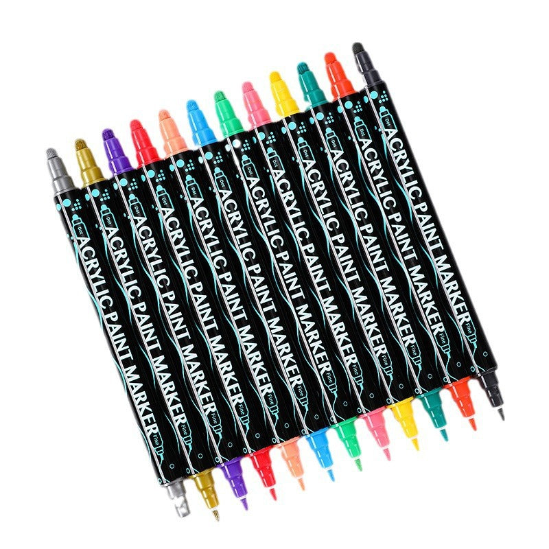 Dual-Tip Acrylic Marker Set - 26 Vibrant Colors for Art and Craft Projects