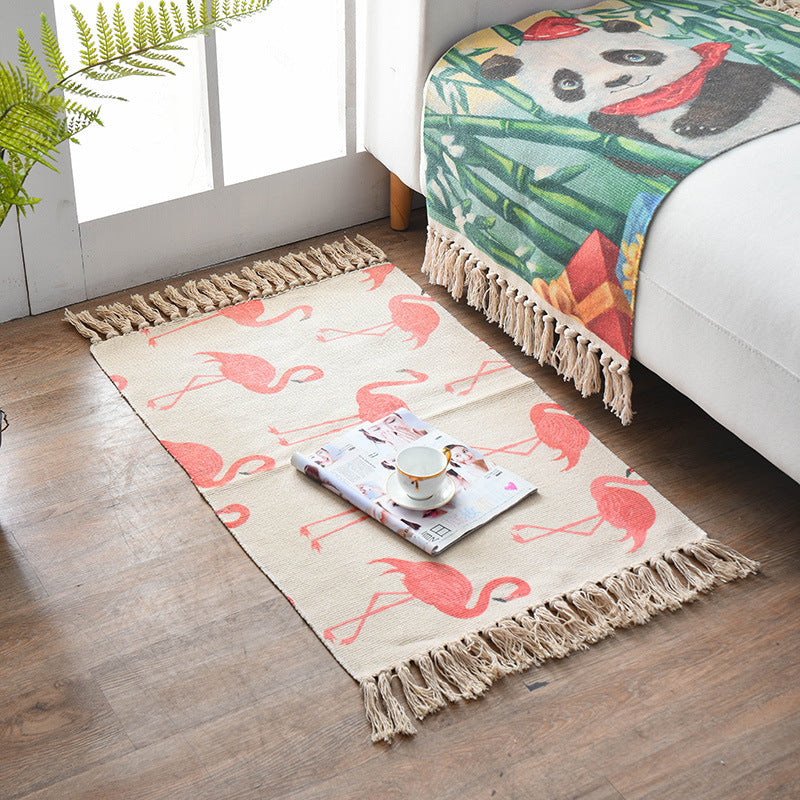 Bohemian Cotton Area Rug with Tassels - Geometric Pattern, Decorative Floor Mat 60*90cm