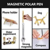 Magnetic Fingertip Pen Building Toy Set - Multifunctional Black Magnet Pen with Creative Building Blocks and Replacement Refills