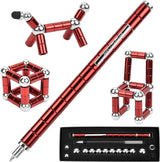 (2 set) Magnetic Fingertip Pen Building Toy Set - Multifunctional Red Magnet Pen with Creative Building Blocks and Replacement Refills