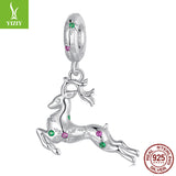 Sterling Silver Reindeer Charm - Festive Christmas Pendant with Colorful  Accents (weighs approximately 2g)