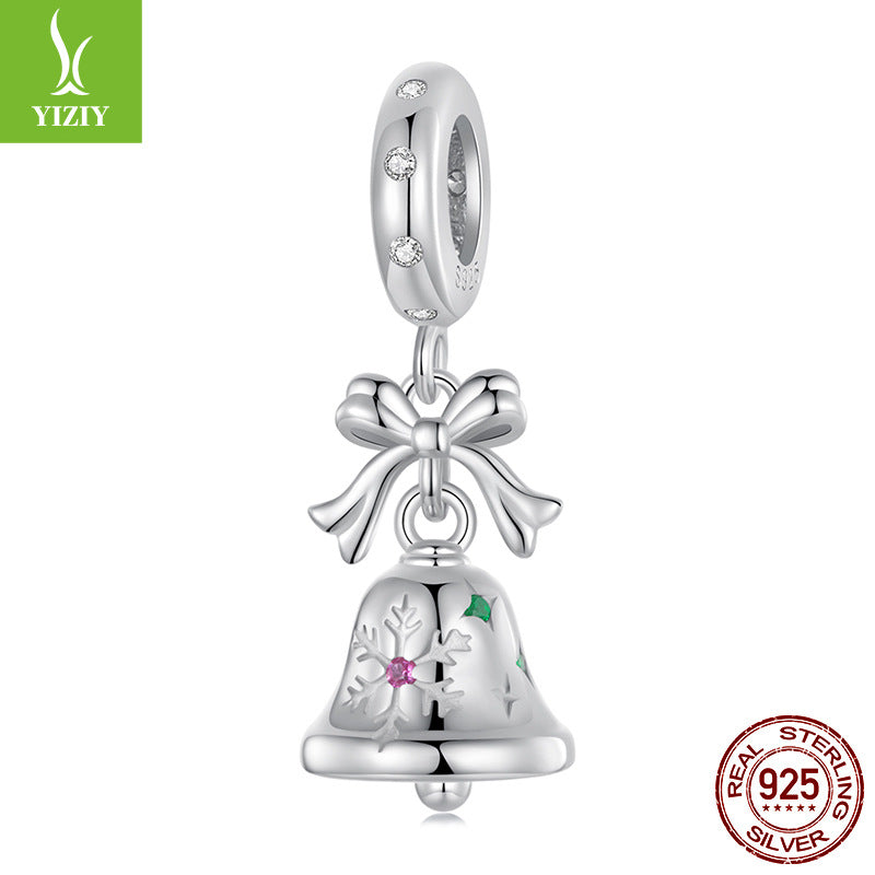 Sterling Silver Bell Charm - Festive Christmas Pendant with Colorful  Accents (weighs approximately 2.2g)