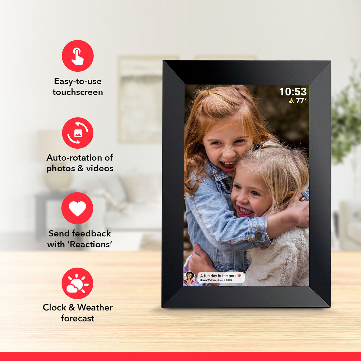 White 32GB Storage 10-Inch WiFi Digital Photo Frame | HD Display + Remote Photo/Video Sharing via App |