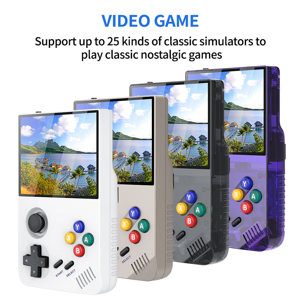 64G White MPOWN M19 Handheld Gaming Console - Retro Arcade & PSP Emulator, 3.5-Inch HD Screen, TV Connectivity, Portable 3D Gaming Device