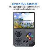 64G Purple MPOWN M19 Handheld Gaming Console - Retro Arcade & PSP Emulator, 3.5-Inch HD Screen, TV Connectivity, Portable 3D Gaming Device