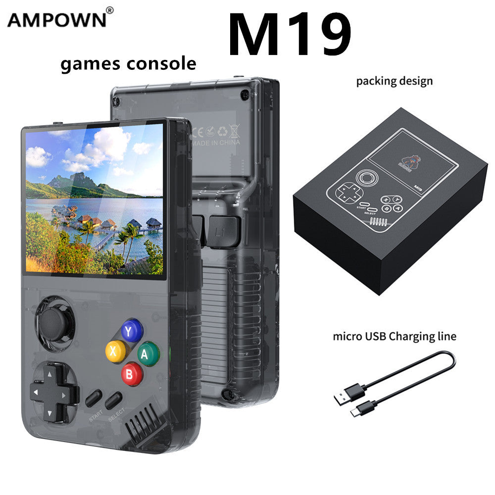 128G White MPOWN M19 Handheld Gaming Console - Retro Arcade & PSP Emulator, 3.5-Inch HD Screen, TV Connectivity, Portable 3D Gaming Device