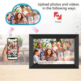 10.1-Inch Wooden Frame WiFi Digital Photo Frame - 32GB Storage, IPS Touchscreen, App Remote Sharing - Front View