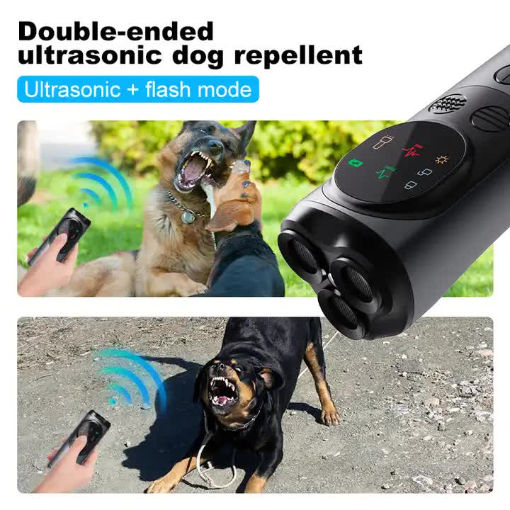 P10 Black  Ultrasonic Dog Repellent Device - Dual-Mode Flashlight and Ultrasonic Dog Deterrent