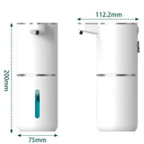 Black Automatic Foaming Soap Dispenser with Rechargeable Battery, Touch Control, and 380ml Capacity - IPX5 Waterproof