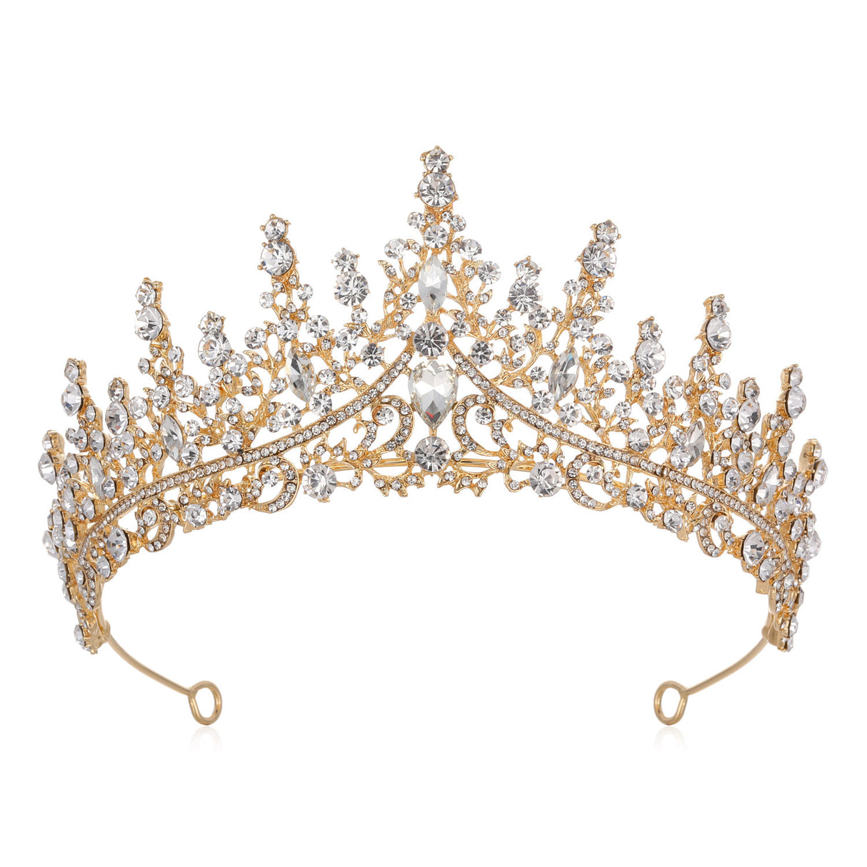 Luxury Full Rhinestone Bridal Tiara - Elegant Alloy Crown Hairband with 3A Grade Crystals  Gold