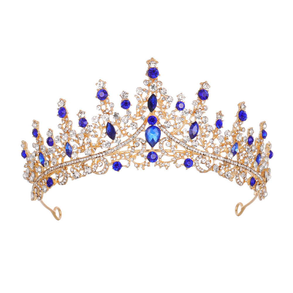 Luxury Full Rhinestone Bridal Tiara - Elegant Alloy Crown Hairband with 3A Grade Crystals  Blue