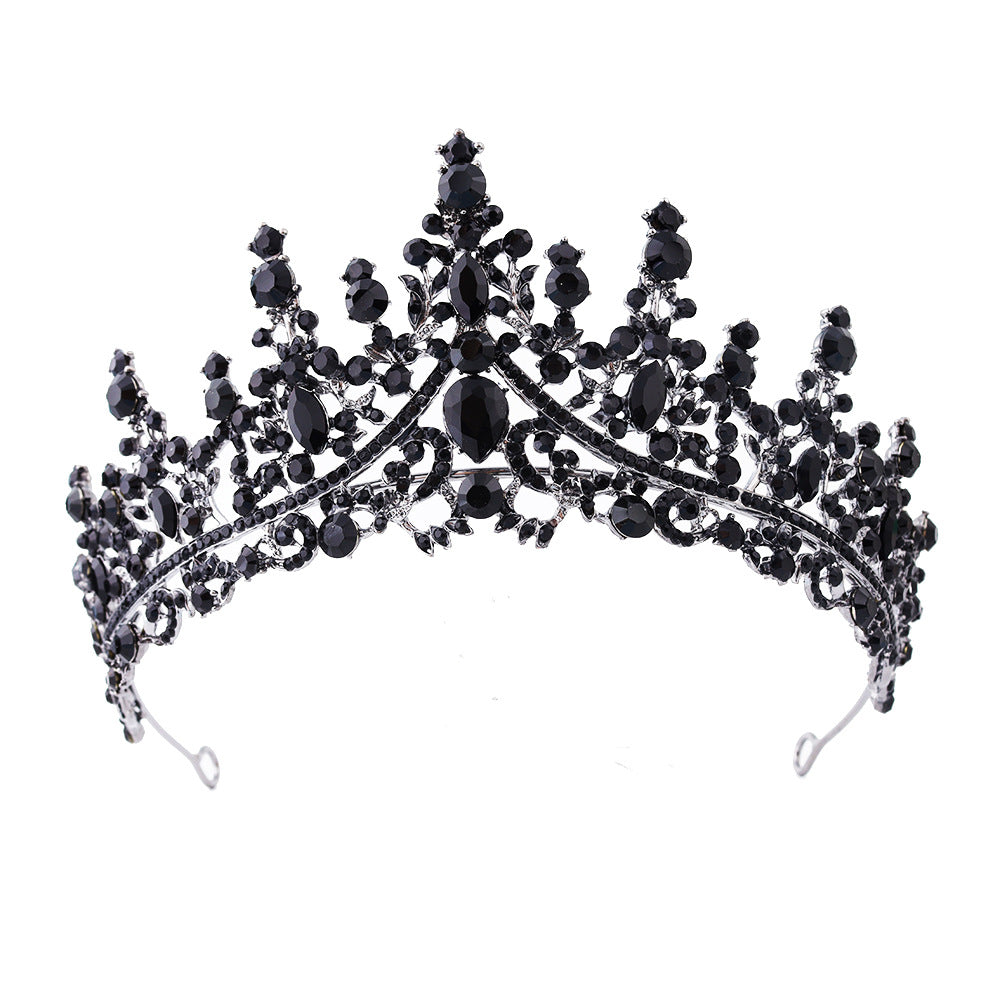 Luxury Full Rhinestone Bridal Tiara - Elegant Alloy Crown Hairband with 3A Grade Crystals  Black