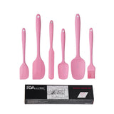 6-Piece Silicone Kitchen Utensil Set - Heat Resistant Baking Tools with Spatulas, Spoon, and Brush (Pink)(2 set/ 12PCS)