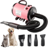 Pet Hair Dryer with Multiple Nozzles - Powerful and Quiet for Dogs and Cats (Pink)