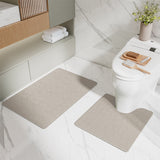 Coffee Bathroom Floor Mat Set - U-Shaped Toilet Mat 50*50cm & Rectangular 50x80cm Mat for Bathroom