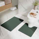 Green Bathroom Floor Mat Set - U-Shaped Toilet Mat 50*50cm & Rectangular 60x90cm Mat for Bathroom