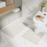 Off-white Bathroom Floor Mat Set - U-Shaped Toilet Mat 50*50cm & Rectangular 60x90cm Mat for Bathroom