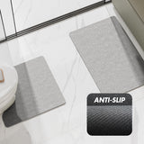 Blue Bathroom Floor Mat Set - U-Shaped Toilet Mat 50*50cm & Rectangular 60x90cm Mat for Bathroom