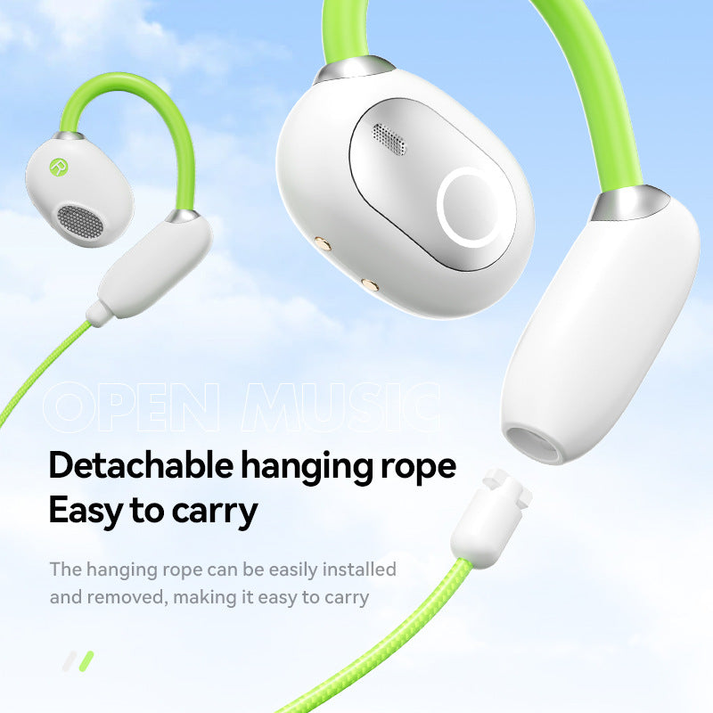 Green M80 Transparent OWS Over-Ear Bluetooth Earphones - Wireless, Clear Sound, Stylish Design