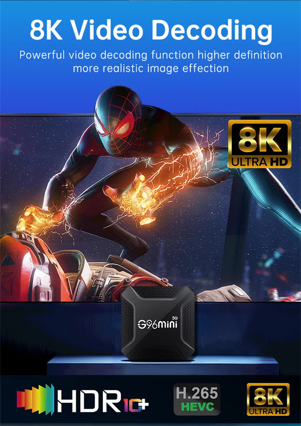 G96mini 5G Android TV Box - RK3228 Processor, 8K HD, Android 13.0, WiFi 5, Smart TV Box(4G+64G)