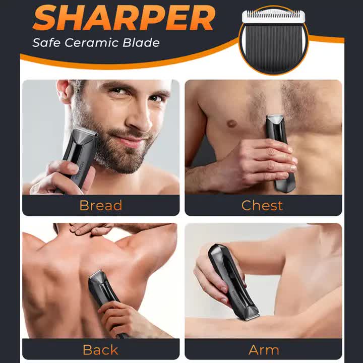 Men's Electric Hair Removal Trimmer - Smart Digital Display, Rechargeable Private Area Shaver, Model PR-8003