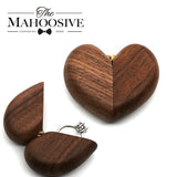 Black Walnut Wood Heart-Shaped Ring Box - Elegant Engagement & Wedding Ring Holder, Jewelry Collector's Box