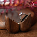 Black Walnut Wood Heart-Shaped Ring Box - Elegant Engagement & Wedding Ring Holder, Jewelry Collector's Box - Front View