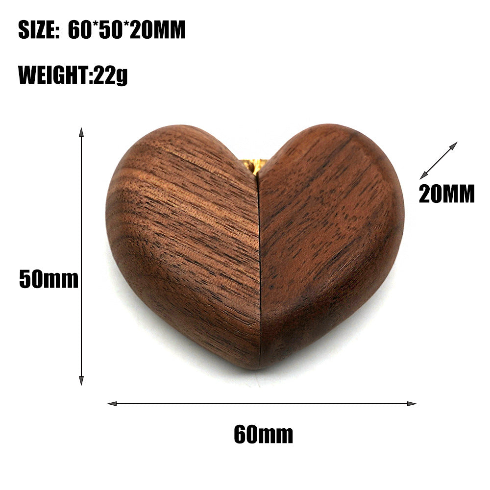 Black Walnut Wood Heart-Shaped Ring Box - Elegant Engagement & Wedding Ring Holder, Jewelry Collector's Box