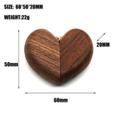 Black Walnut Wood Heart-Shaped Ring Box - Elegant Engagement & Wedding Ring Holder, Jewelry Collector's Box - Side View