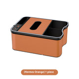 Mermes Orange Car Armrest Storage Box with LED Ambient Light - Multifunctional Tissue Holder & Organizer for Car Interior