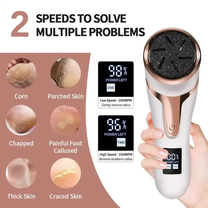 White Electric Foot Callus Remover - Rechargeable Waterproof Pedicure Tool with Automatic Dead Skin Removal