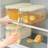 Cream White Refrigerator Cold Water Dispenser - 5.3L Fruit Tea Jug with Tap for Home Beverages