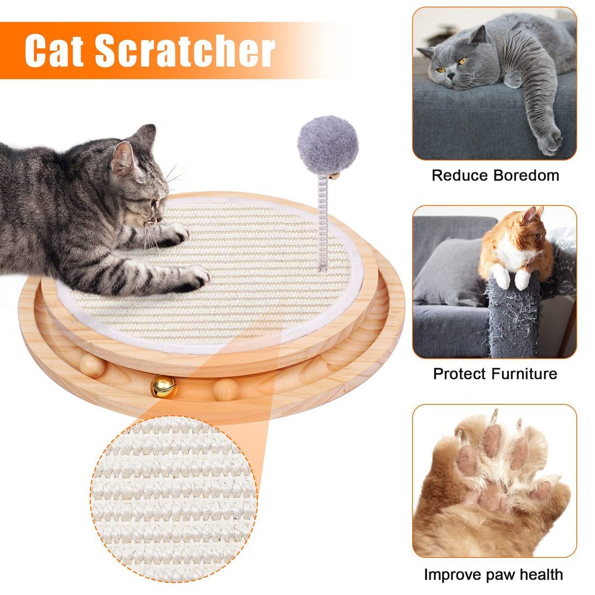 Wooden Interactive Cat Toy – Spinning Track & Wand Toy, Engaging Pet Toy for Cats, Fun Play and Exercise