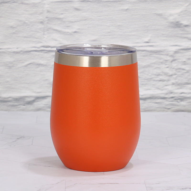 Orange 12oz Double-Wall Vacuum 304 Eggshell Cup -C Mini Portable Insulated U-Shaped Cup, Creative Small Beer Mug