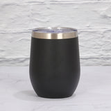 Black 12oz Double-Wall Vacuum 304 Eggshell Cup - Mini Portable Insulated U-Shaped Cup, Creative Small Beer Mug