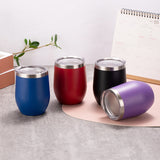 Purple 12oz Double-Wall Vacuum 304 Eggshell Cup - Mini Portable Insulated U-Shaped Cup, Creative Small Beer Mug