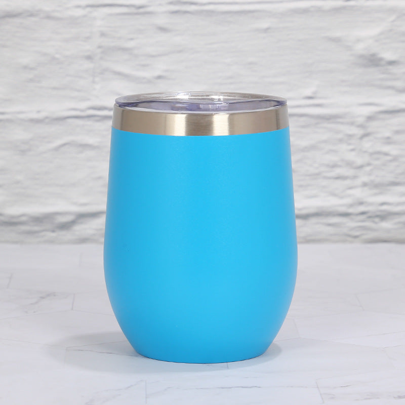 Blue 12oz Double-Wall Vacuum 304 Eggshell Cup - Mini Portable Insulated U-Shaped Cup, Creative Small Beer Mug