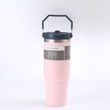 Pink 30oz 304 Stainless Steel Ice Cup with Handle - Portable Car and Travel Cup, Double Insulated, for Hot & Cold Drinks