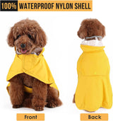 XS Yellow Reflective Adjustable Pet Raincoat with Hood – Waterproof Dog Jacket, Adjustable Dog Poncho for Outdoor Protection