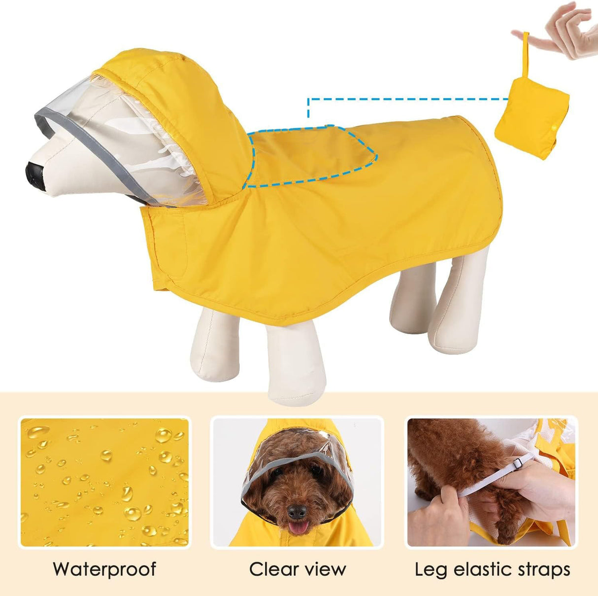 XL Green Reflective Adjustable Pet Raincoat with Hood - Waterproof Dog Jacket, Adjustable Dog Poncho for Outdoor Protection