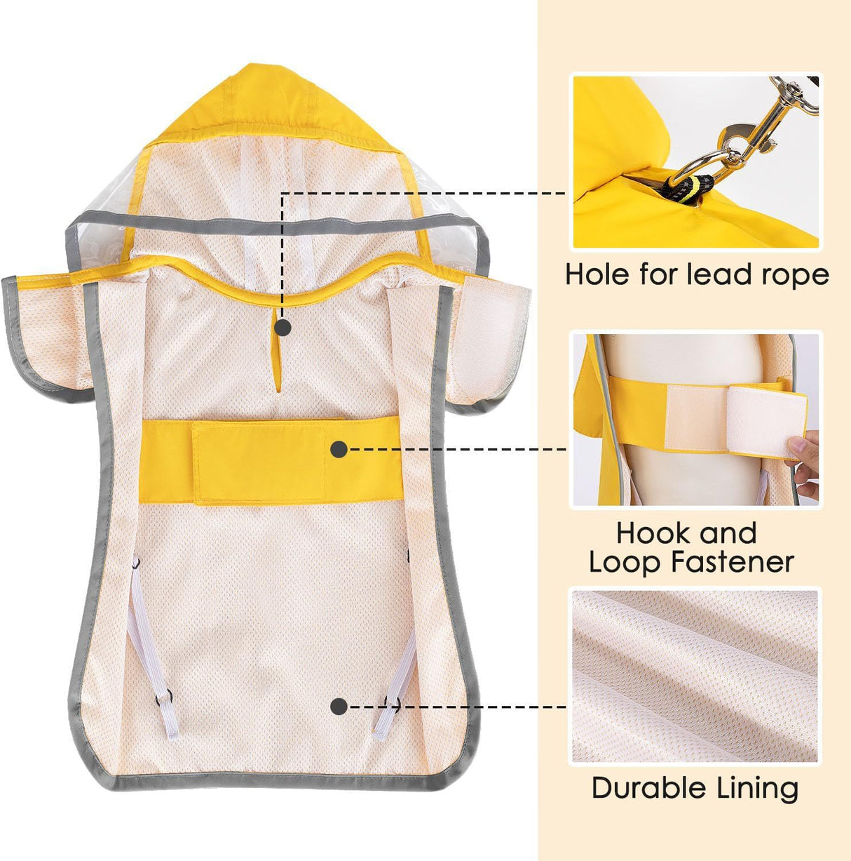 XXL Orange Reflective Adjustable Pet Raincoat with Hood - Waterproof Dog Jacket, Adjustable Dog Poncho for Outdoor Protection