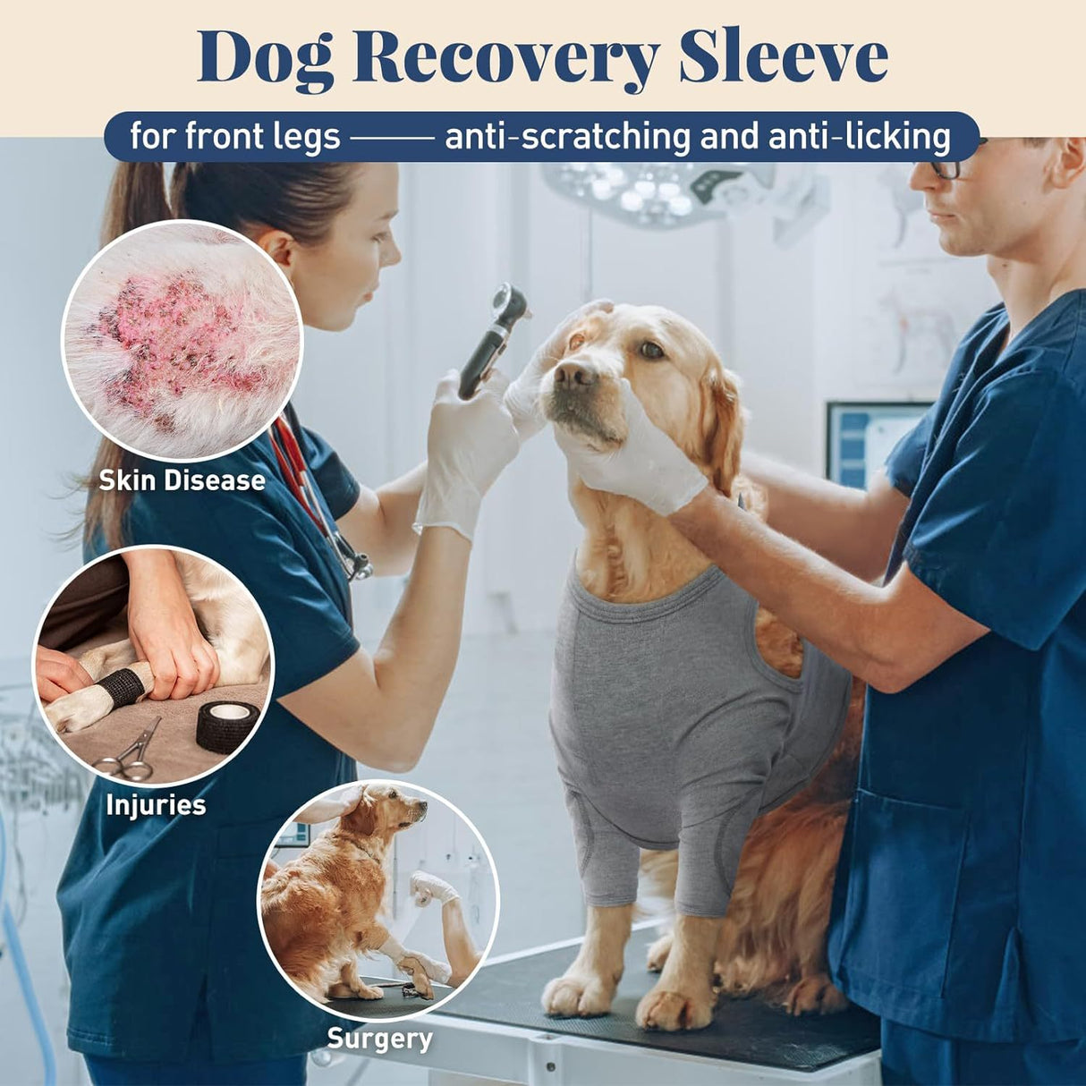 M Pet Front Leg Protective Sleeve - Elastic Dog Leg Guard for Post-Surgery Protection, Prevents Licking and Biting