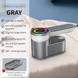 Grey Mini Electric Iron - Rotating Handheld Garment Steamer, Portable Wrinkle Remover for Clothes, Compact Steam Iron for Home and Travel Use