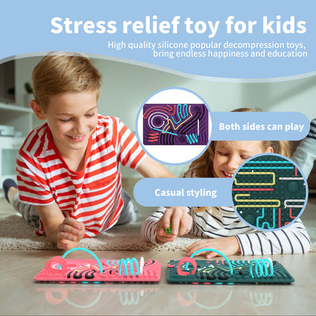 Green Sensory Activity Board - Silicone Educational Toy for Kids, Stress Relief and Interactive Fidget Sensory Board for Children