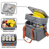 Black Large Capacity Lunch Bag - Dual-Layer Insulated Cooler Bag for Outdoor, Picnic, and Work Use