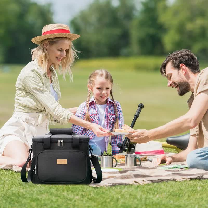 Blue Large Capacity Picnic Bag - Waterproof PEVA Insulated Cooler Bag, Outdoor, Car Use, and Shoulder Crossbody Thermo Bag