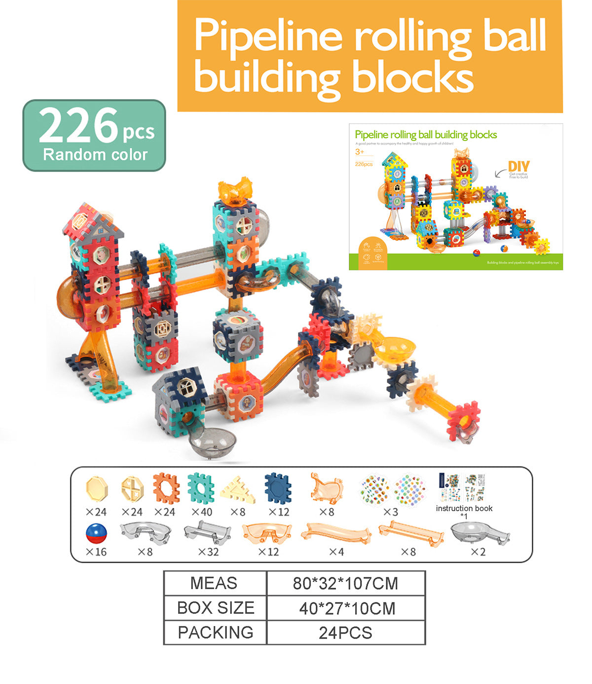 226PCS Sliding Bead Track Window Blocks - Educational Building Blocks for Kindergarten & Babies