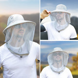 Black Outdoor Mosquito-Proof Hat with Face Shield - Breathable Fishing Hat for Men, UV Protection Mesh Mask