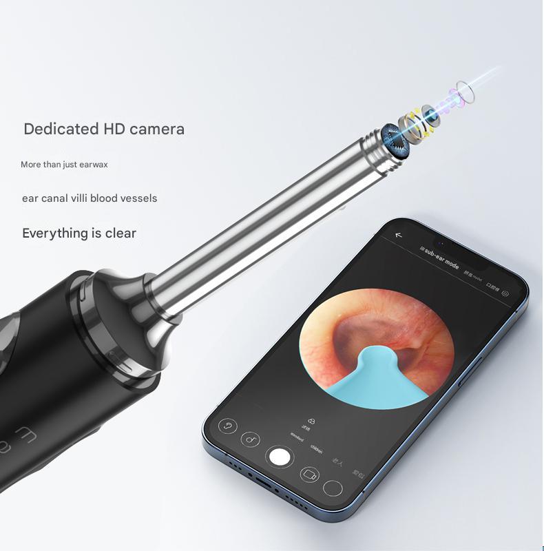 Black Smart Visual Ear Picker with HD WiFi Endoscope - Intelligent Ear Cleaning Tool with Real-Time Viewing