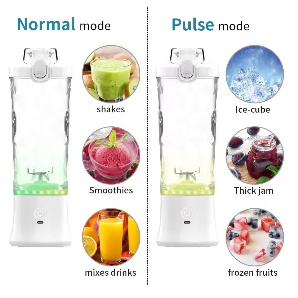 Black 600ml Large Capacity Juicer Cup - Rechargeable Portable Multifunctional Ice Crushing & Fruit Blender